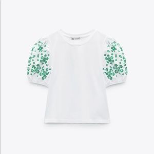 ZARA embroidered perforated t-shirt